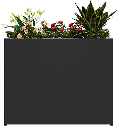 38" L x 10" W x 30" H Black Planter Box - Thickened Galvanized Steel with Weather-Resistant Coating, Heavy-Duty Raised Garden Bed for Outdoor Plants, Easy Assembly & Adjustable Feet
