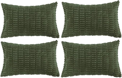 Fancy Homi 4 Packs Decorative Throw Pillow Covers for Living Room Couch Bed, Modern Farmhouse Boho Home Décor Accent Cushion Case, 24" x 12", Olive Green