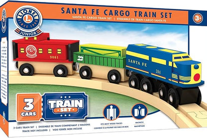 MasterPieces Wood Train Sets - Lionel Santa Fe Cargo 3 Piece Train Set - Officially Licensed Toddler & Kids Toy
