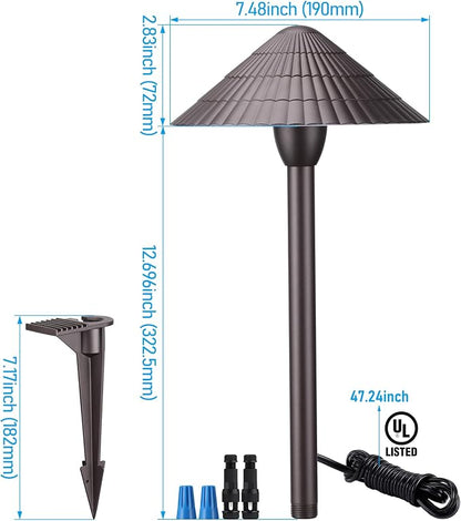 LEONLITE 12-Pack 5CCT LED Low Voltage Landscape Path Lights, 12-24V AC/DC | 3W 120LM, CRI90, ETL Listed, Cast Aluminum, IP65, 1800K/2700K/3000K/4000K/5000K, Wired Pathway Lights, for Yard Lawn