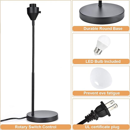 LED Desk Lamp for Home Office, 3 Levels Dimmable Reading Light Flexible Gooseneck Table Lamp for Bedside Office, Rotary Switch Control, Bulb Included