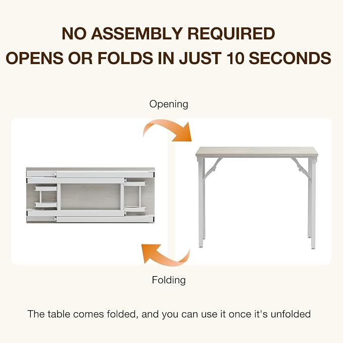 TEMI Small Computer Desk Folding Table - 35.8" Foldable Office Desk, No Assembly, Perfect for Small Spaces in Bedroom, Dorm, or Apartment, Portable Mini Desk or Study Table Compact Design, White Ash