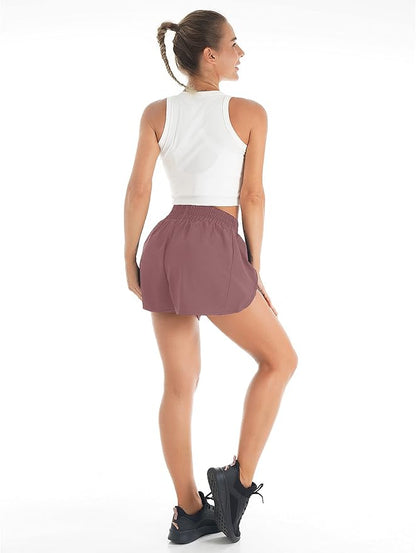 Blooming Jelly Women's Quick-Dry Running Shorts Workout Sport Layer Active Shorts with Pockets 1.75"