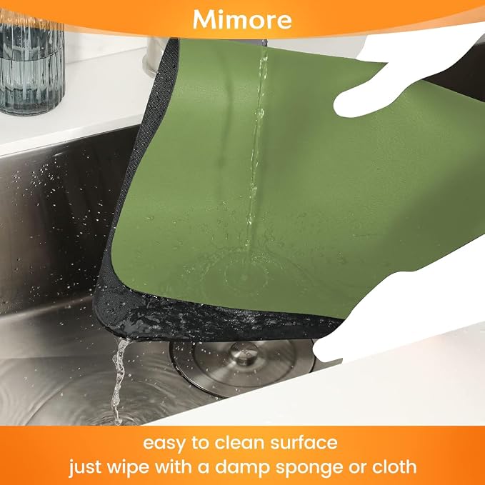 Mimore Coffee Mat - 16x24 Inch Green Bar Mat for Countertop - Absorbent, Hides Stains, Rubber Backed - Dish Drying Mat Fits Under Coffee Maker, Espresso Machine