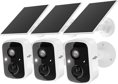 Hiseeu Solar Camera Security Outdoor, 3 Pack 100% Wireless 3K 4MP Surveillance Indoor WiFi Smart Cameras for Home Security Outside, PIR/AI Motion Detection, Waterproof, Color Night Vision, 2-Way Audio