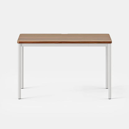 Branch Daily Desk - Functional At Home Office Desk with Effortless Assembly, Timeless Design, Rounded Corners, and Built-in Cable Notch - 36” W x 28.5” H x 24” D - Walnut White Work Table