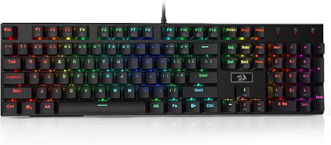 Redragon K556 Wired RGB Mechanical Gaming Keyboard, 104-Key Aluminum Board | Rock-Solid Metal Build, 20 Backlits Immersive ESports Vibe, Hot-swap Comfortable Tactile Brown Switch for Long-Time Typing