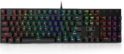 Redragon K556 Wired RGB Mechanical Gaming Keyboard, 104-Key Aluminum Board | Rock-Solid Metal Build, 20 Backlits Immersive ESports Vibe, Hot-swap Comfortable Tactile Brown Switch for Long-Time Typing