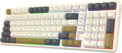 Redragon K528 Wireless Gaming Keyboard Bluetooth Computer Keyboards Creamy Cute with Number Pad RGB Backlit Tri-Mode BT/2.4GHz/USB-C, 4000mAh Battery for Win/MAC- Dusty Olive
