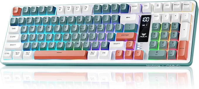 Aula S99pro V2 Full Size Gaming Keyboard,Wireless Creamy Membrane Keyboard | Tri-Mode Bluetooth/2.4GHz/USB-C,16.8mil RGB Backlit,Media Digital Screen,4000mAh Computer Wireless Keyboard with Number Pad