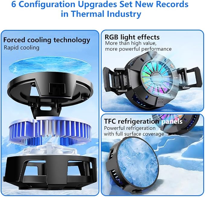2-in-1 Magnetic & Clip-On Phone Cooler – Semiconductor-Powered Gaming Cell Phone Cooling Fan Radiator for iPhone/Android/iPad/Tablet – Ideal for Gaming, Video Calls, Live Broadcasting, and Vlog