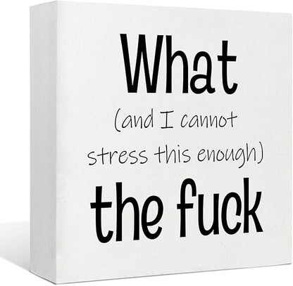 Funny Desk Decor Office Decorations for Work Funny Office Decor What and I Cannot Stress This Enough the Fuck Cool Office Decor Wooden Signs for Home Decor Office Desk Decor Funny Signs (5x5inch)