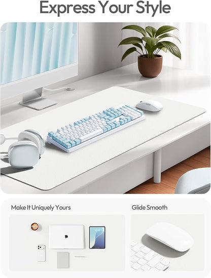 YSAGi Leather Desk Protector, Office Mat, Large Mouse Mat, Non-Slip PU Leather Blotter, Laptop Desk Mat, Waterproof Writing Pad for Office and Home(White, 63" x 17.2")