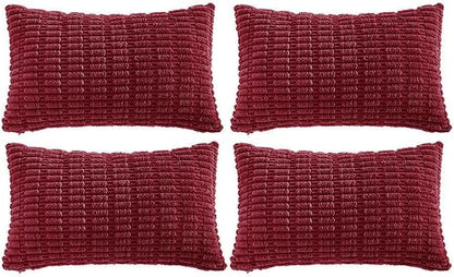Fancy Homi 4 Packs Decorative Throw Pillow Covers for Living Room Couch Bed, Modern Farmhouse Boho Home Décor Accent Cushion Case, 20" x 12", Burgundy