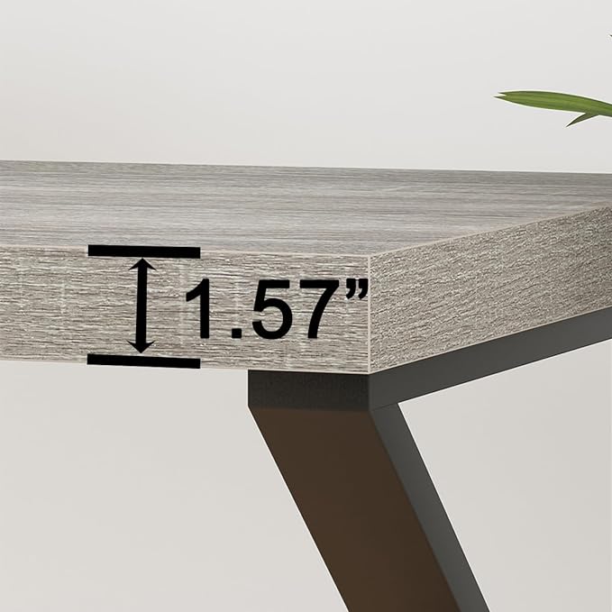 HSH Large Computer Desk, Industrial Metal Wood Gray Home Office Desk, Modern Long Work Study Writing Gaming Table, Student Simple PC Laptop Desk for Bedroom Living Room, Light Grey Oak, 60 Inch