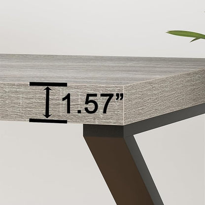 HSH Large Computer Desk, Industrial Metal Wood Gray Home Office Desk, Modern Long Work Study Writing Gaming Table, Student Simple PC Laptop Desk for Bedroom Living Room, Light Grey Oak, 60 Inch