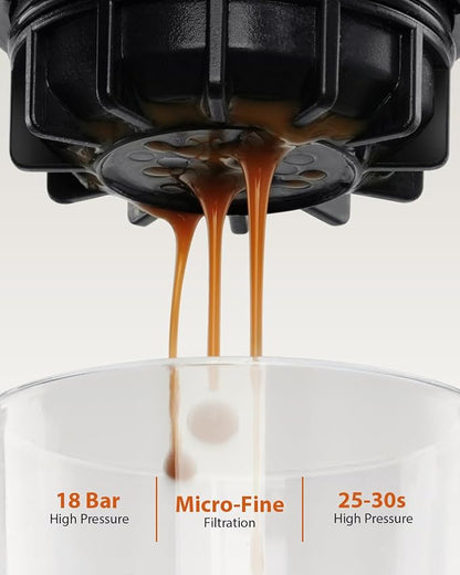 Portable Coffee Maker for Travel & Camping, Travel Lightweight Coffee Machines, Manually Operated, Compatible with Ground Coffee & NS Capsule Black (2Pcs)