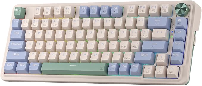 Redragon K673 PRO Wireless 81-Key RGB Gasket Gaming Keyboard, Scroll Knob | Multi-Function Control Wheel, 0-Delay Tri-Mode, Cushioned 5-Layer Noise Dampening for Creamy Thocky Sound, Compact 80% Size
