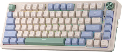Redragon K673 PRO Wireless 81-Key RGB Gasket Gaming Keyboard, Scroll Knob | Multi-Function Control Wheel, 0-Delay Tri-Mode, Cushioned 5-Layer Noise Dampening for Creamy Thocky Sound, Compact 80% Size
