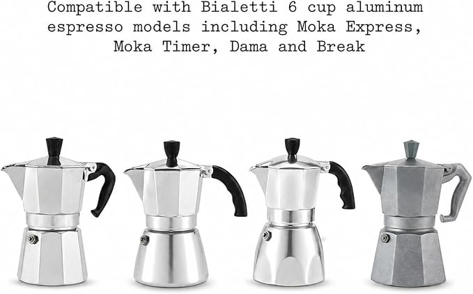 Univen 2.5" (64mm) Espresso Filter and Gasket Seals Compatible with Bialetti 6 Cup Aluminum Espresso Makers