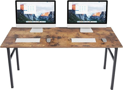 SogesGame Computer Desk, 62 Inch Large Desk Modern Simple Style Folding Tables, Home Office Writing Desk, Space Saving Foldable Table, No Install Needed, Retro Black