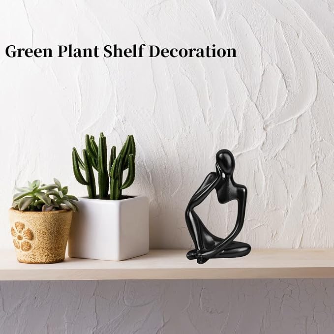 Prettidecor Home Decor Thinker Statue Accents, Set of 3 Thinker Sculptures Office Decor Modern Abstract Resin Decoration on Shelf Table Desk for Living Room Office Bedroom (Black, Large)