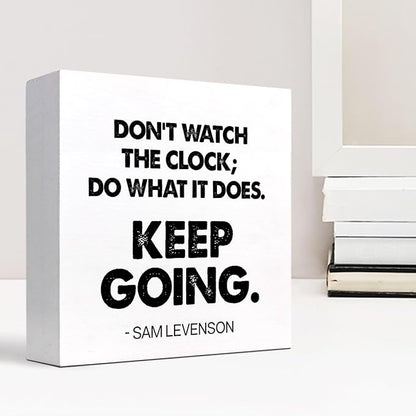 Keep Going Wood Box Signs,Inspirational Quote Wood Plaque Sign Desk Decor,Rustic Motivational Wooden Block Sign Decor for Home Office Shelf Desk Table Decoration C1069