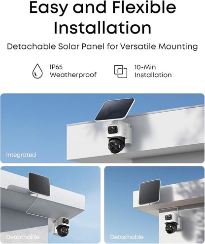 eufy Security eufyCam S4 2-Cam Kit, 4K Solar Wireless Outdoor Security System,3-Lens Bullet-PTZ cam, 360° Coverage,Cross-Cam Track, AI Facial Recognition, 8X Zoom,0 Monthly Fee,Expandable up to 16TB