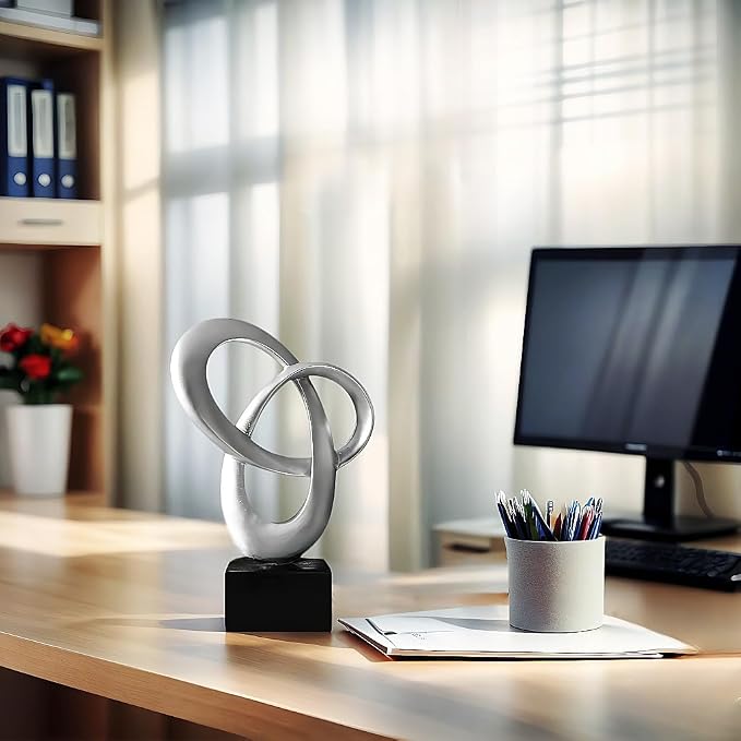 Dosker Abstract Sculpture Knot Decor Mobius Stripe Statue (Silver) | Modern Sculpture for Home Decor,Coffee Table Decor for Living Room,Office
