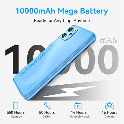 UMIDIGI Power 7 MAX Unlocked Cell Phone,6GB+128GB 10000mAh Battery,6.7" Full Screen + 48MP AI Triple Camera Android Smartphone,NFC,GPS,Face & Fingerprint,BLE 5.0, WiFi 2.4GHz/5GHz,Warranty,Blue