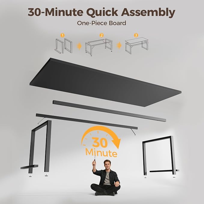Mericonia 40 Inch Computer Desk, 1.2" Thick Small Office Table, Black | Modern Simple Style, Heavy Duty Industrial Frame, Small Study & Writing Table for Home Bedroom Work