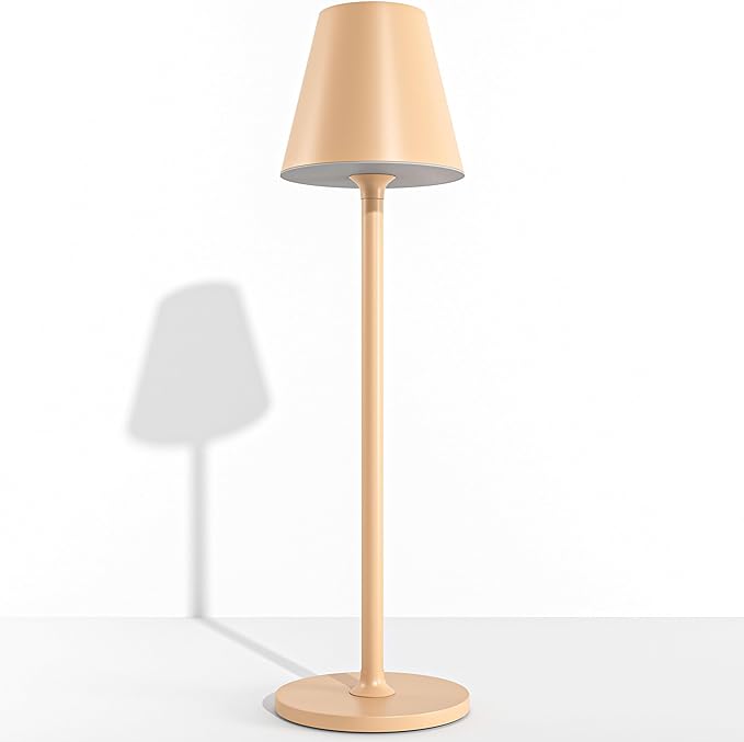 Modern LED CordlessTable Lamp,4000mAh Rechargeable Battery Desk lamp,3 Level Brightness Night Light, Minimalist Design, for Couple Dinner/Coffee Table/Restaurant/Bedroom (Light Pink)