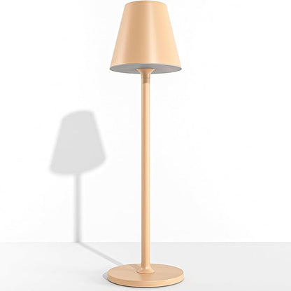 Modern LED CordlessTable Lamp,4000mAh Rechargeable Battery Desk lamp,3 Level Brightness Night Light, Minimalist Design, for Couple Dinner/Coffee Table/Restaurant/Bedroom (Light Pink)