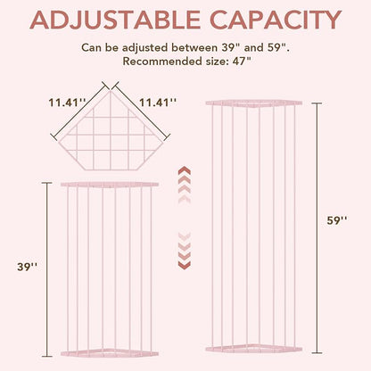 BBLlKE Stuffed Animal Storage Zoo - Corner Plush Toy Organizer Length Adjustable, Wall Hanging Stuffed Animal Net Holder for Nursery Playroom Bedroom Kids Room, Pink