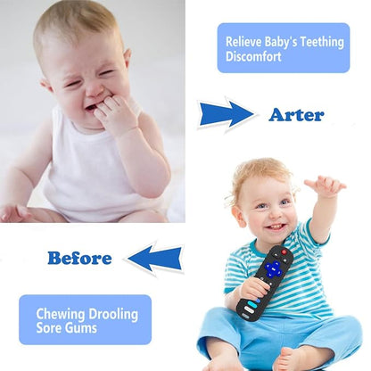 2Pcs Silicone Teething Toys, Remote Control Shape Teethers for Babies Remote Teething Toys, Silicone TV Remote Teether BPA Free/Refrigerator Safe