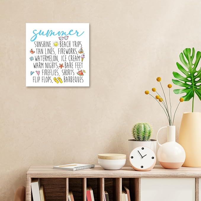 Funny Summer Wood Box Signs,Summer Collections Wooden Sign Desk Decor,Beach Wood Sign Decor,Summer Decorations for Home Office Shelf Table Decor