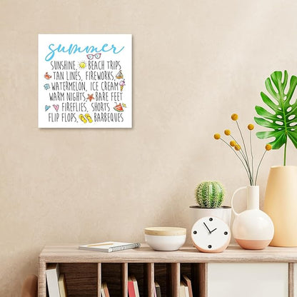 Funny Summer Wood Box Signs,Summer Collections Wooden Sign Desk Decor,Beach Wood Sign Decor,Summer Decorations for Home Office Shelf Table Decor