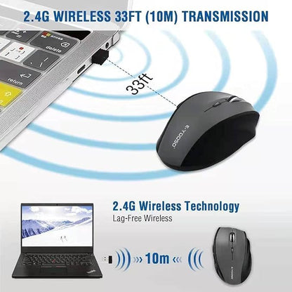 E-YOOSO Wireless Mouse for Laptop, Portable Optical Computer Mouse, 6 Buttons, Cordless 2.4GHz with USB Receiver, 5-Level 4800 DPI, 18 Months Battery Life for PC Chromebook Windows Mac