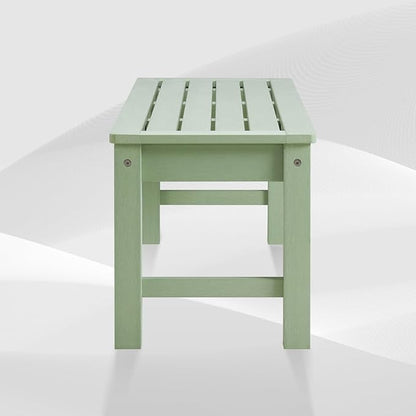 Psilvam Outdoor Bench, Two Person Poly Lumber Porch Bench, Weatherproof Garden Bench That Never Rot and Fade, All-Weather Patio Bench Suit for Garden, Porch, and Park (Green)
