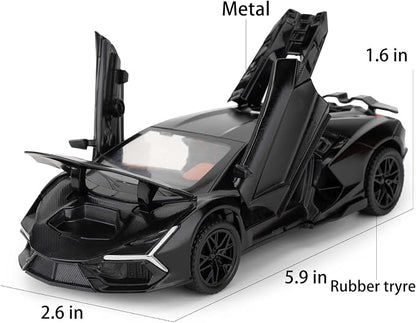 BDTCTK 1/32 Comapatible for Lamborghini ‌Aventador LP700-4 Model Car, Zinc Alloy Diecast Pull Back Toy Cars with Sounds and Lights Vehicles for Kids Boy Girl Gift (Black)