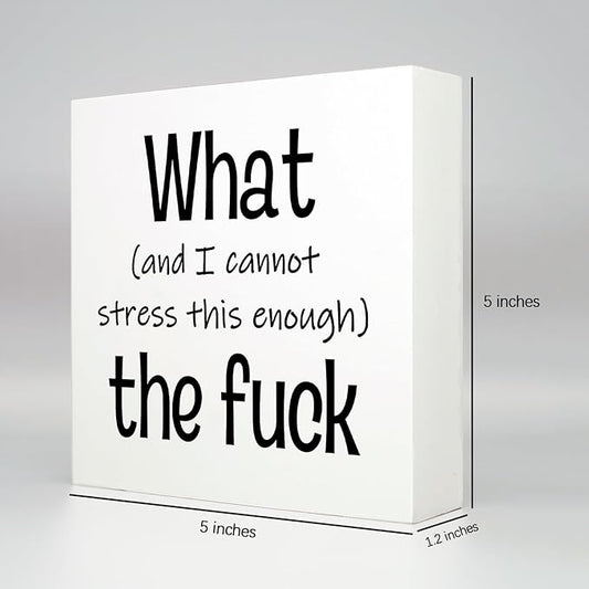 Funny Desk Decor Office Decorations for Work Funny Office Decor What and I Cannot Stress This Enough the Fuck Cool Office Decor Wooden Signs for Home Decor Office Desk Decor Funny Signs (5x5inch)