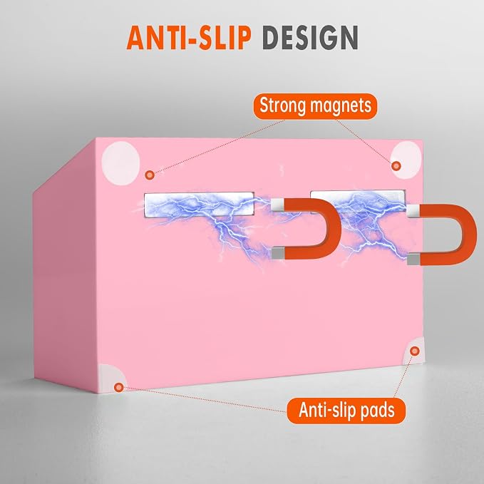 BEYGORM Magnetic Dry Erase Marker Holder for Whiteboard & Refrigerator | Non-slip Acrylic Pen Holder for Classroom, Fridge Magnet, Locker Organizer Accessories, Teacher & School Supplies(Pink)