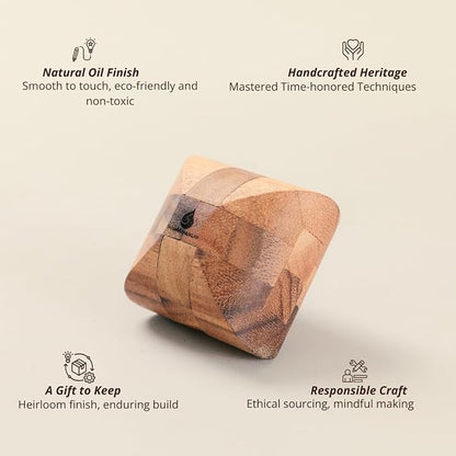 Ascher: 3D Wooden Puzzle Brain Teaser for Adults – Handcrafted Interlocking Logic Game – Unique STEM Gift & Desk Decor – Challenging Mental Puzzle by SiamMandalay