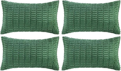 Fancy Homi 4 Packs Decorative Throw Pillow Covers for Living Room Couch Bed, Modern Farmhouse Boho Home Décor Accent Cushion Case, 24" x 16", Green Series