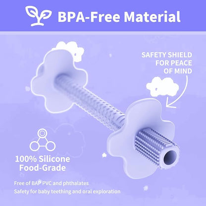 6pk Baby Teether Straws Silicone Teething Tube Stick Toy for 0-12M | Shielded Tube Teethers Sensory Toys, Soothing Infant Teething Straws, Hollow Textured Chew Sticks for Toddlers Relief