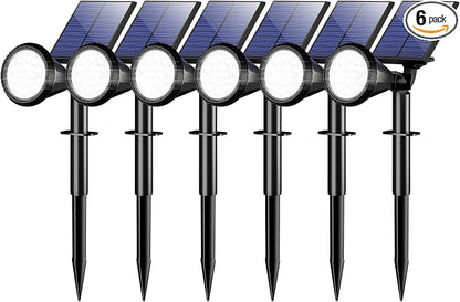 WELALO Solar Spot Lights Outdoor Waterproof IP65, 6 Pack 4 Lighting Modes Solar Powered Landscape Flood Flag Spotlights with Auto On/Off, Solar Garden Yard Pathway Wall Uplights for Outside,Cool White