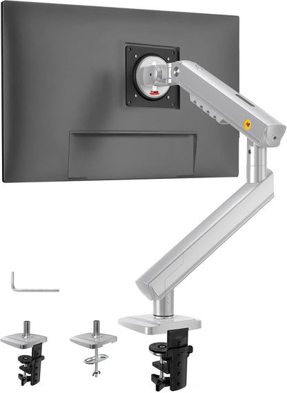 NB SmooVex™ Single Computer Monitor Mount, Monitor Stand fits up to 32 Inch, Mechanical Spring Monitor Arm, VESA 75/100 mm, Model-A5 (Silver)