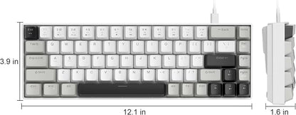MageGee Portable 60% Mechanical Gaming Keyboard, MK-Box LED White Backlit Compact 68 Keys Mini Wired Office Keyboard with Red Switch for Windows Laptop PC Mac - Grey
