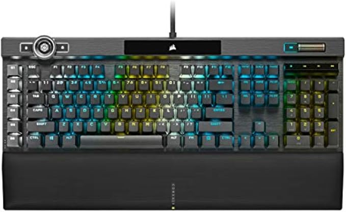 Corsair K100 RGB Mechanical Gaming Keyboard - Cherry MX Speed RGB Silver Keyswitches - PBT Double-Shot Keycaps - Elgato Stream Deck and iCUE Compatible - QWERTY NA Layout - Black