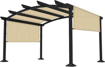 13' × 17' Pergola Shade Cover Universal Replacement Canopy Cover Outdoor Durable Fabric Sun Shade Cloth for Deck Patio Porch Backyard Gazebo with Grommets & Weighted Rods, Sand